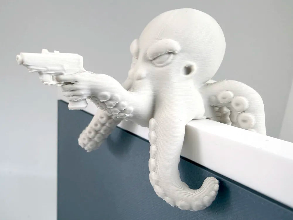 Octopus Gangster Monitor Buddy angle – 3D Printed Funny Octopus Monitor Topper by FOFUS Kerala