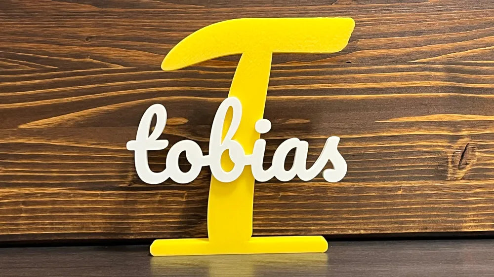 Customisable Initials Name Stand angle – 3D Printed Premium Display by FOFUS Kerala