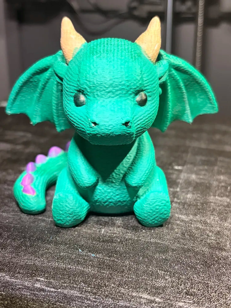 Knitted Cute Dragon Figurine detail – 3D Printed Whimsical Fantasy Dragon Collectible by FOFUS Kerala