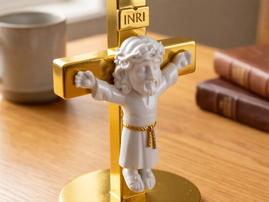 Cartoon Style Crucified Jesus Figurine – 3D Printed Creative Faith Decor by 3D Divine | FOFUS, Kerala