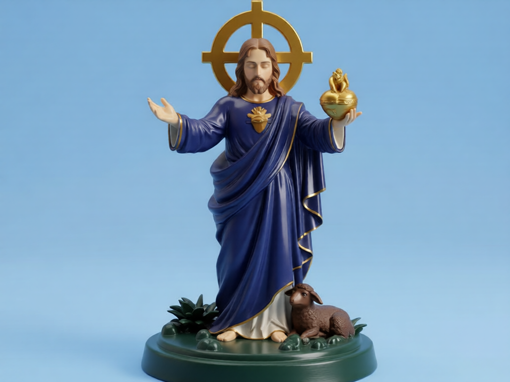 Sacred Heart Jesus Statue – 3D Printed Devotional Christian Idol by 3D Divine | FOFUS, Thrissur Kerala
