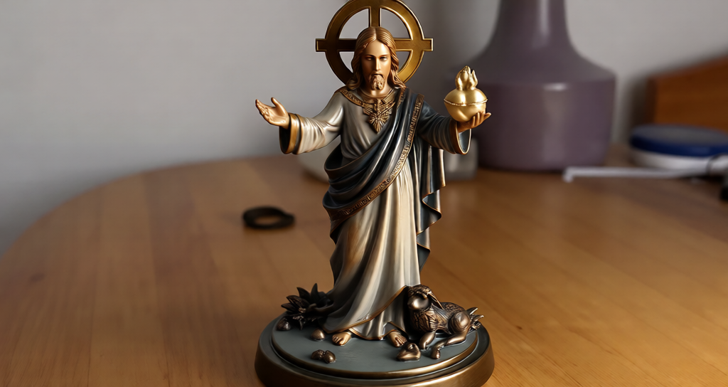 Sacred Heart Jesus Statue side – 3D Printed Home Altar Christian Decor by FOFUS Kerala