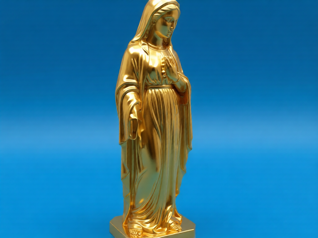Virgin Mary Sacred Serenity Statue angle – 3D Printed Our Lady Figurine by FOFUS Kerala